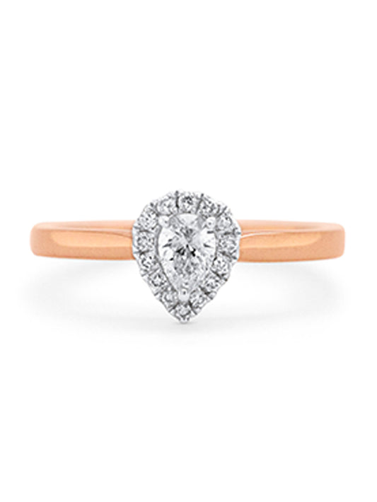 Diamond Halo Rose Gold Ladies Ring.