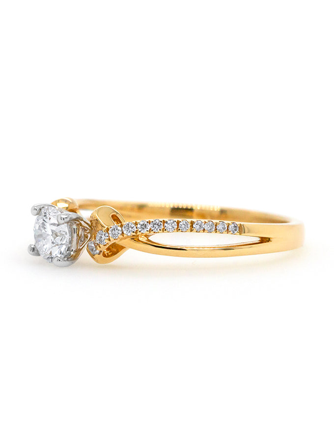 0.73 Carat Solitaire Diamond Ring, 18 Carat Yellow & White Gold