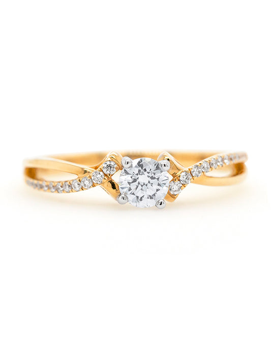 0.73 Carat Solitaire Diamond Ring, 18 Carat Yellow & White Gold