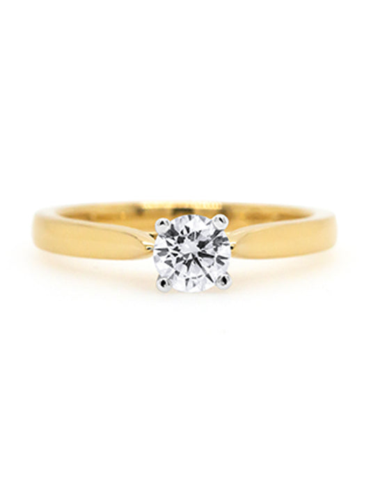 Solitaire Diamond Ring, 18K Yellow Gold.