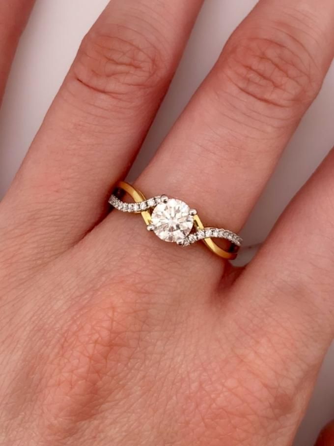 0.73 Carat Solitaire Diamond Ring, 18 Carat Yellow & White Gold