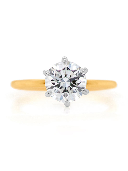 Lab Grown Diamond Solitaire Ring,18 Carat Yellow & White Gold.T=2.00ct