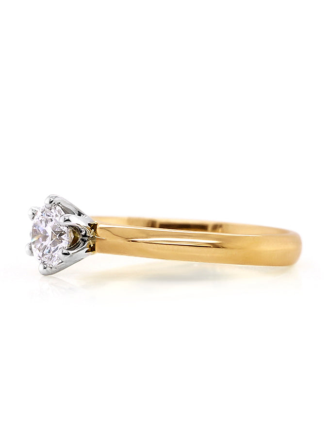 Lab Grown RBC 0.51 Carat Diamond Solitaire Ring, 18 Carat Yellow Gold