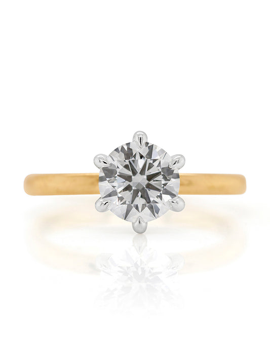 1.50 Carat Lab Grown Solitaire Diamond Ring in 18 Carat Yellow Gold