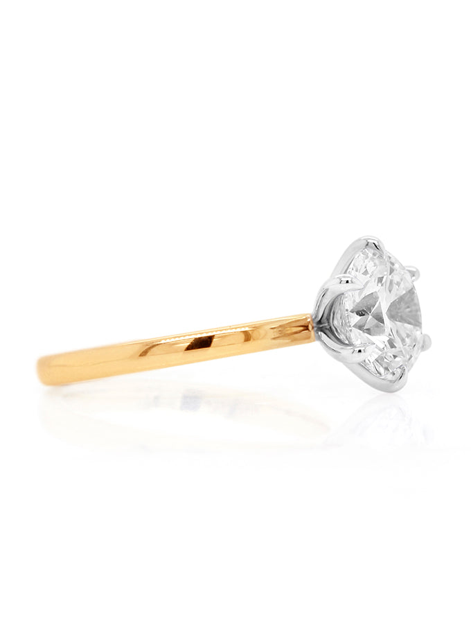 1.50 Carat Lab Grown Solitaire Diamond Ring in 18 Carat Yellow Gold