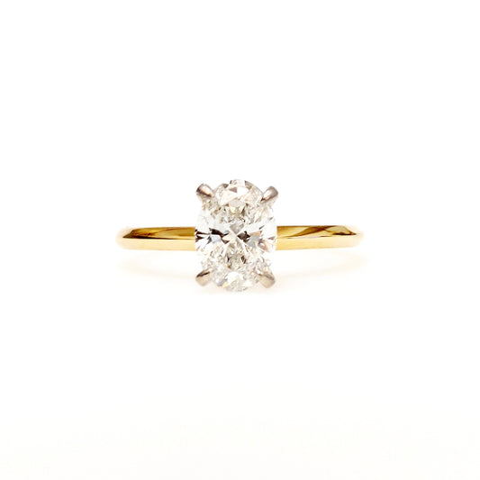 Oval Lab Grown Solitaire Diamond, 18K Yellow Gold T=3.00ct