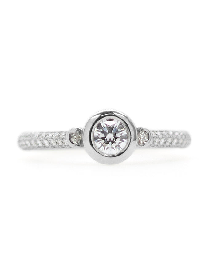 Intricate Solitaire Diamond Ring 18 Carat White Gold