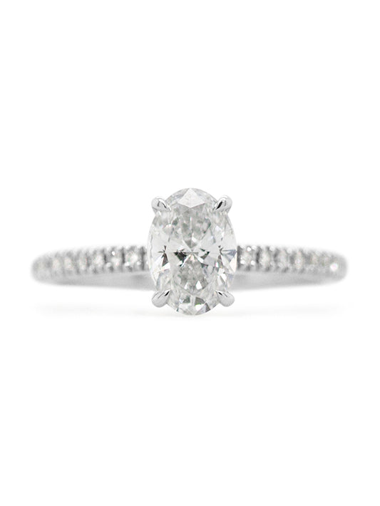 Lab Grown Oval 1.03 Carat Diamond Ring, 18 Carat White Gold