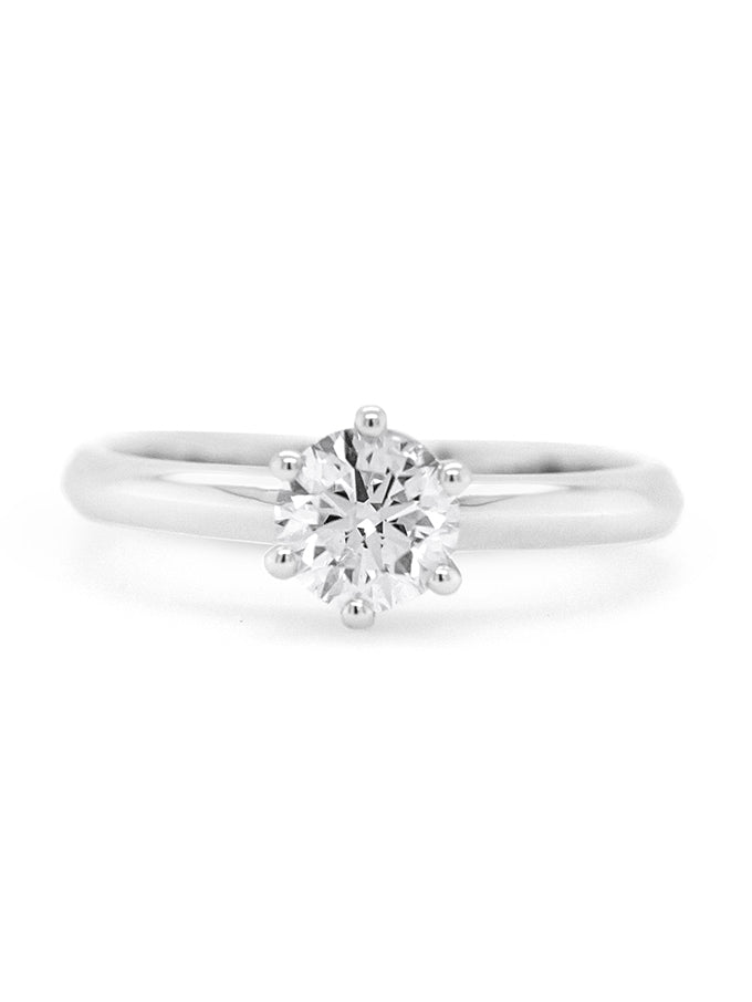 Pure Solitaire Diamond Ring. 18K White Gold, T=0.71ct.