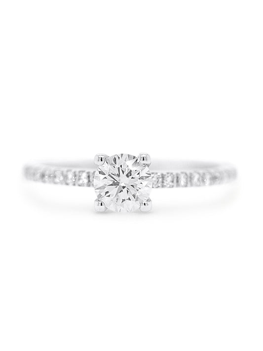 Solitaire Diamond Ring, 18K White Gold, T=0.58ct.