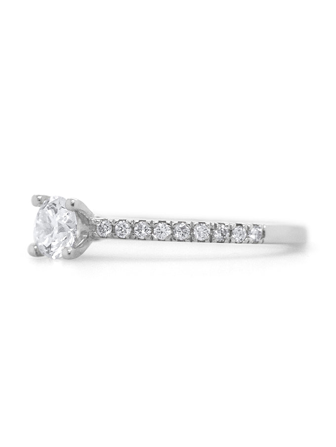 Solitaire Diamond Ring, 18K White Gold, T=0.58ct.