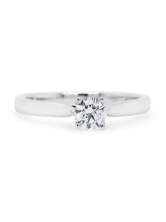 Solitaire Diamond Ring, set in 18K White Gold.