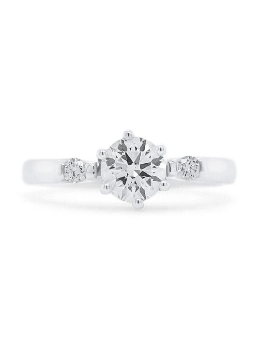 Lab Grown RBC 0.82 Carat Diamond Ring,18 Carat White Gold