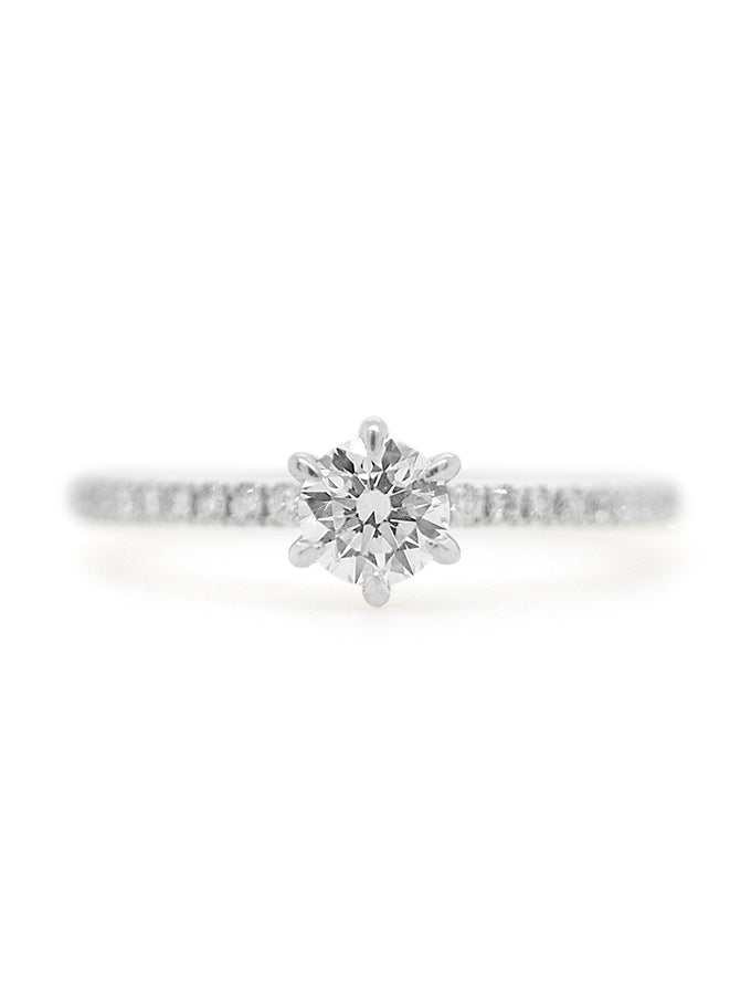 Solitaire Style Ring, 18K White Gold, T=0.62ct