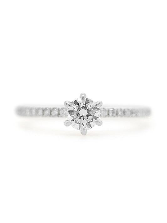 Solitaire Style Ring, 18K White Gold, T=0.62ct