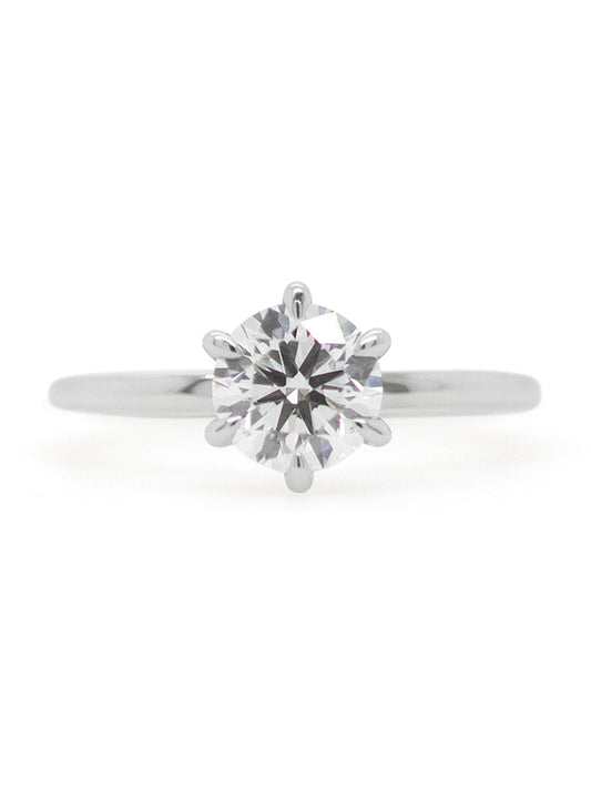 Lab Grown RBC 1.26 Carat Diamond Solitaire Ring, 18 Carat White Gold.