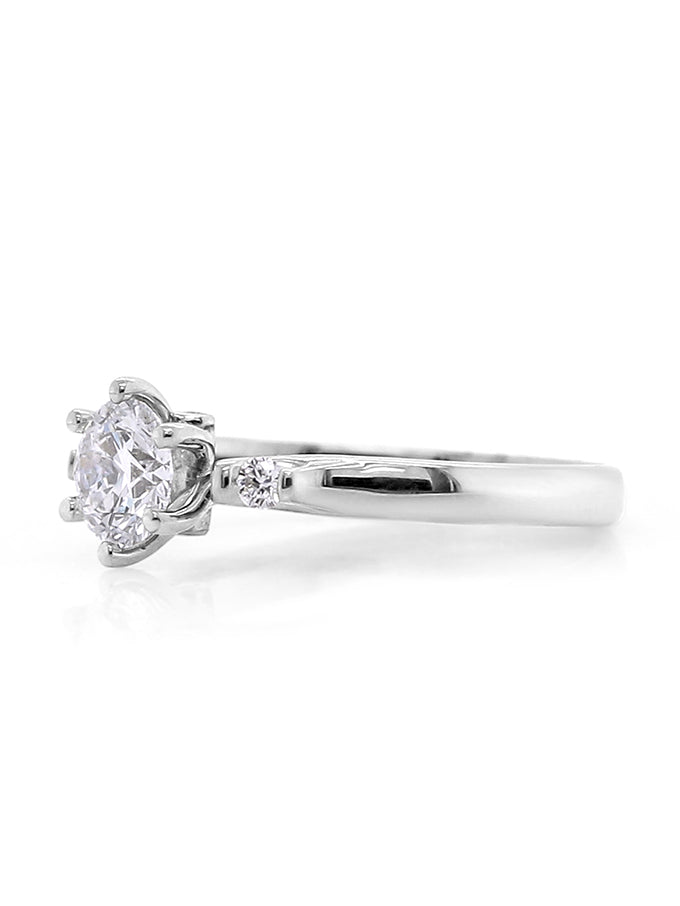 Lab Grown RBC 0.82 Carat Diamond Ring,18 Carat White Gold