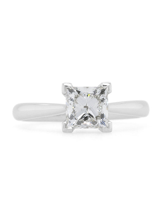 Lab Grown 1.27ct Princess Cut Diamond Ring, 18 Carat White Gold