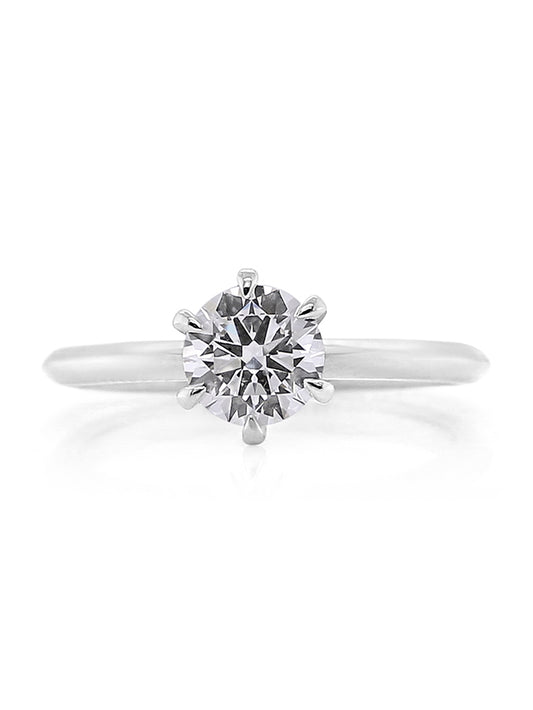 Lab Grown 1.00 Carat RBC Diamond Solitaire Ring, Platinum.