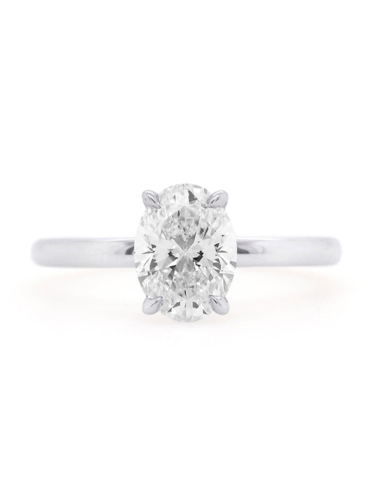 Lab Grown Oval Diamond 1.50 Carat Ring in 18 Carat White Gold.