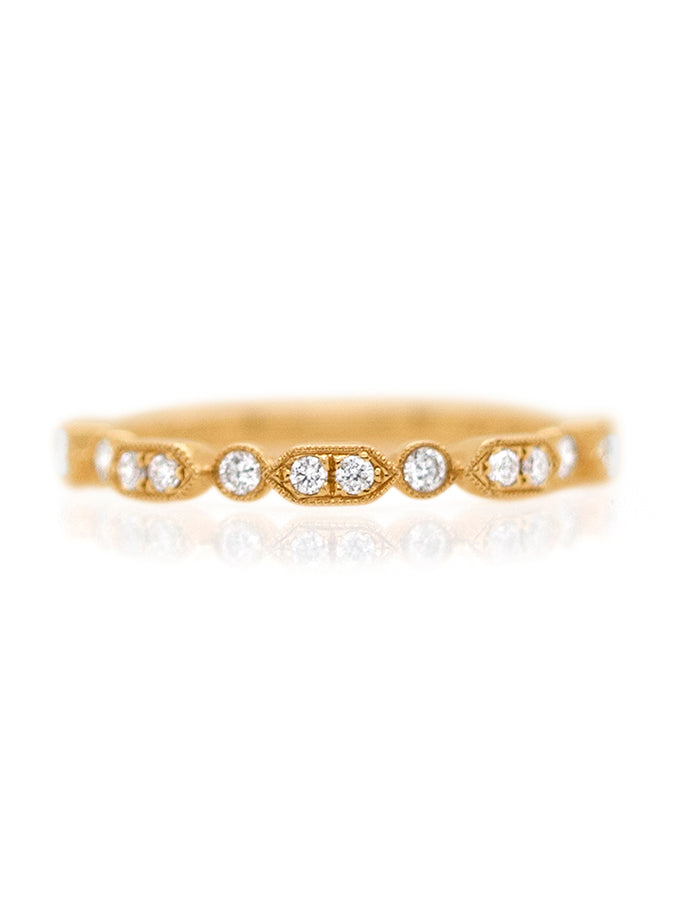 18K Rose Gold Diamond ring 14=.22ghsi claw set millgrain edge.