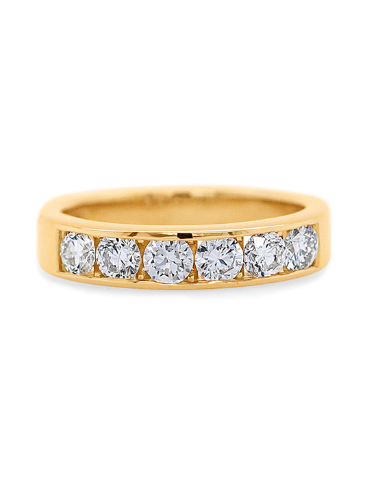 One Carat Diamond Set Band, 18K Yellow Gold.