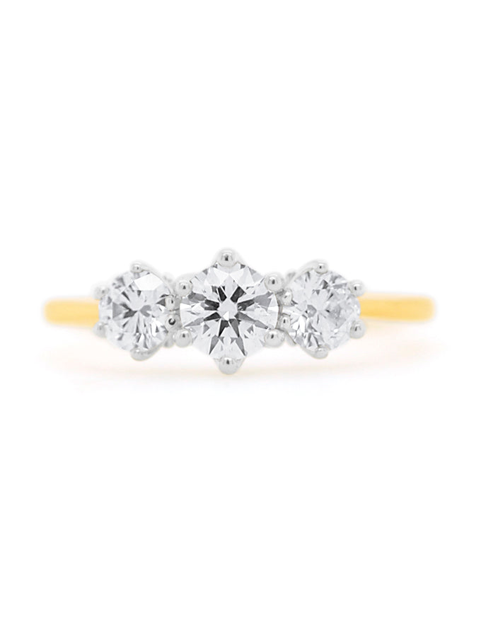 1.09 Carat Diamond Trilogy Ring set in 18 Carat Yellow Gold