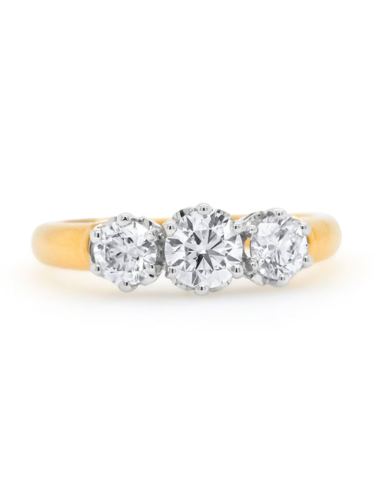 Lab Grown Diamonds 1.00ct Trilogy Ring in 18 Carat Yellow Gold