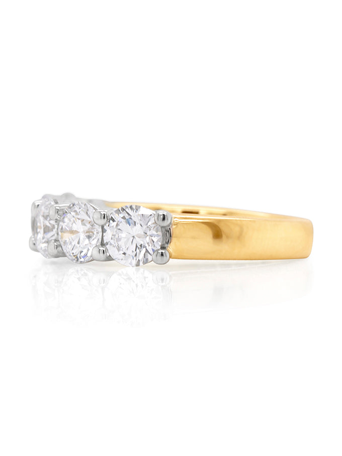 2.50 Carat Lab Grown Claw Set Diamond Band in 18 Carat Yellow Gold