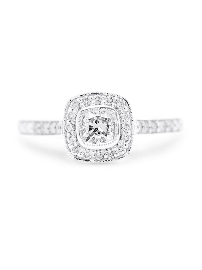 Halo Diamond Ring, 18 Carat White Gold, T=0.53ct