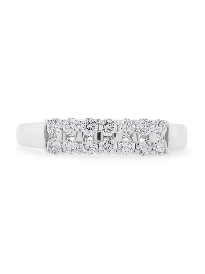 Half a Carat of Diamonds set in a double row ring.