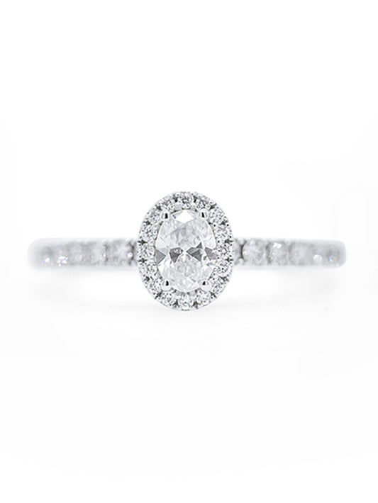 Lab Grown 1.95 Carat Diamond Halo Ring in 18 Carat White Gold