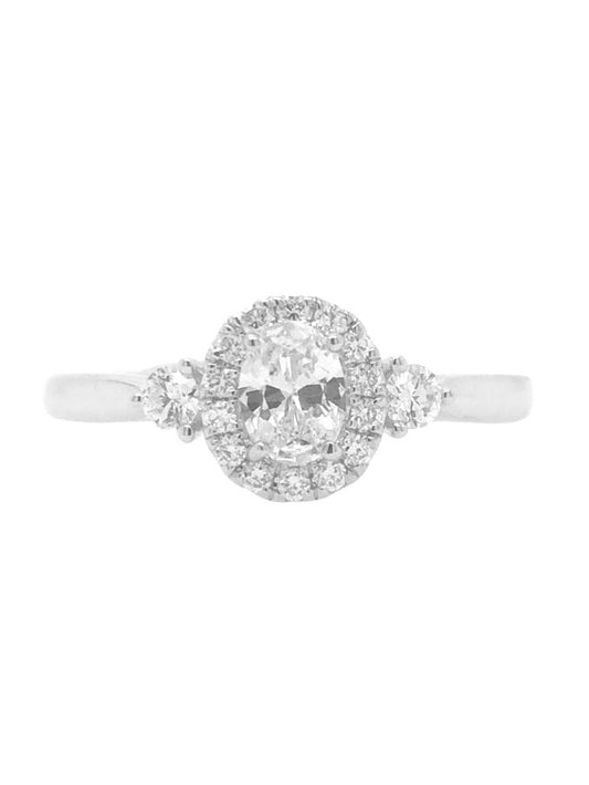 Diamond Halo Ring, 18K White gold.