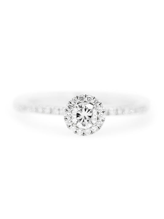 Diamond Set Halo Ring, 18K White Gold, T=0.46ct