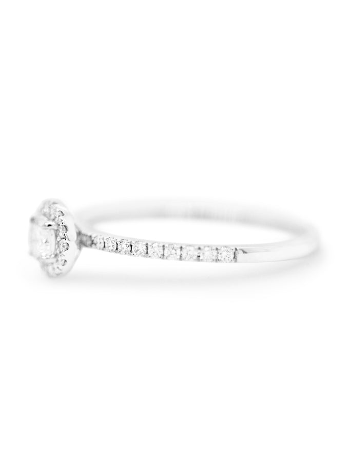 Diamond Set Halo Ring, 18K White Gold, T=0.46ct