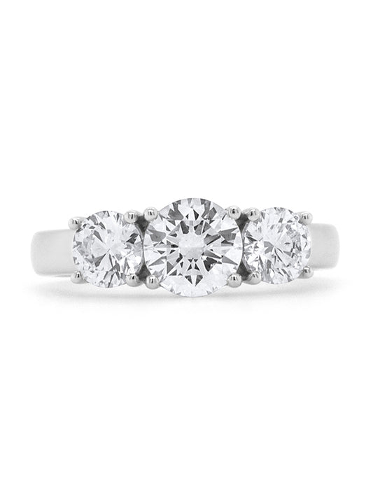 Lab Grown 2.00 Carat Trilogy Diamond Ring in 18ct White Gold