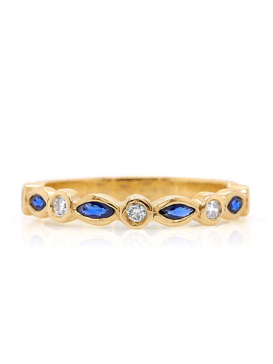Sapphire & Diamond  Ring, 9 Carat Yellow Gold