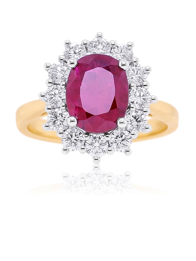 Maginificent 18 Carat Yellow Gold Ladies Ruby & Diamond Ring.