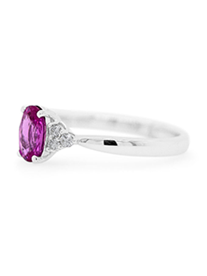 Pink Sapphire & Diamonds set in 18K White gold.