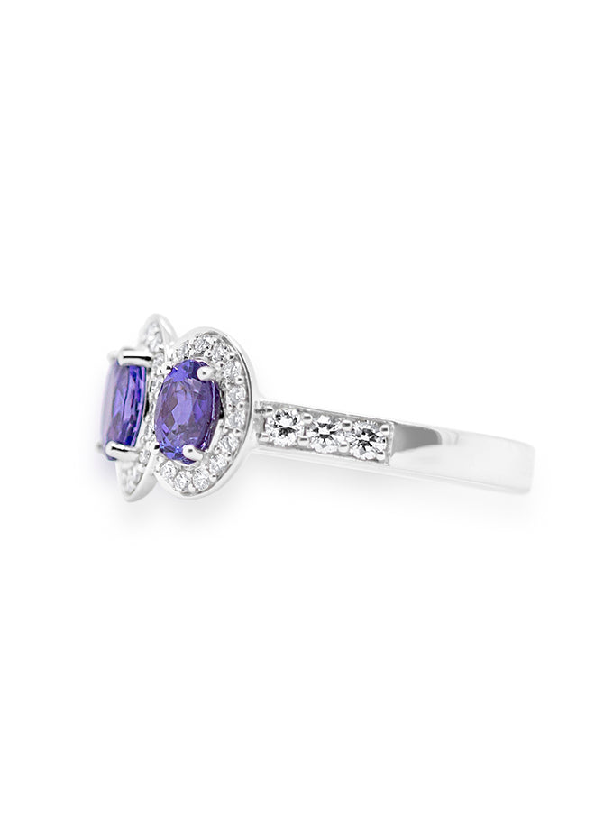 Tanzanite & Diamond Trilogy, 18 Carat White Gold