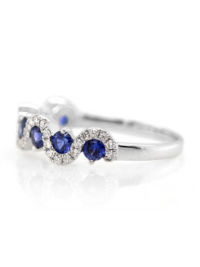 Sapphire & Diamond Set Dress Ring, 18K White Gold.