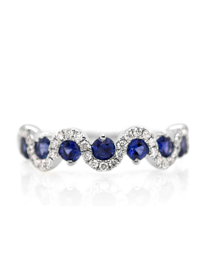 Sapphire & Diamond Set Dress Ring, 18K White Gold.