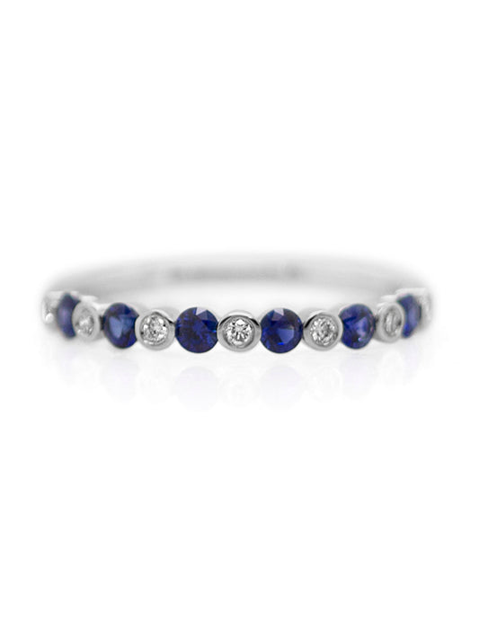 Sapphire & Diamond Set Band, 18 Carat White Gold