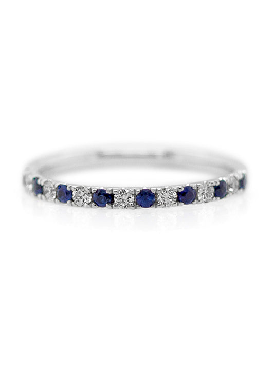 Sapphire & Diamond Set elegant Band, 18 Carat White Gold