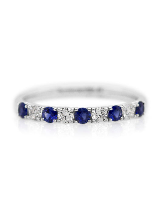 Sapphire & Diamond Set Band in 18 Carat White Gold