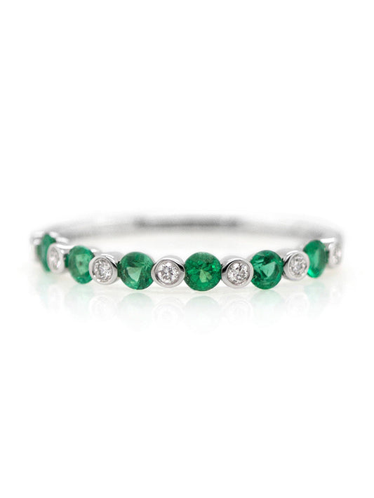 Emerald & Diamond Set Band, 18 Carat White Gold