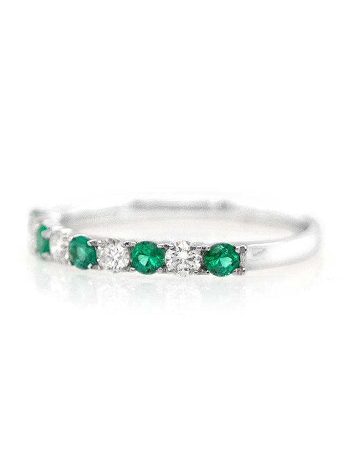 Emerald and Diamond Ensemble Band, 18 Carat White Gold