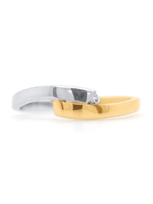 Diamond Set Friendship Ring, 9K Yellow & White Gold