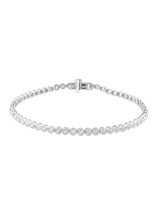 1.40 Carat Diamond Bezel Set Tennis Bracelet in 9 Carat White Gold