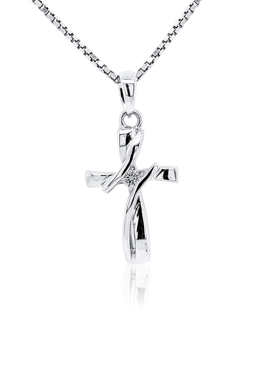 Diamond Set Cross, 9K White Gold